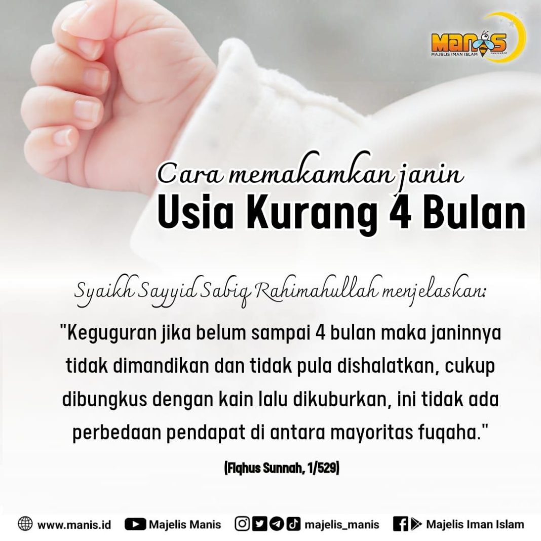 Memakamkan janin usia kurang 4 bulan